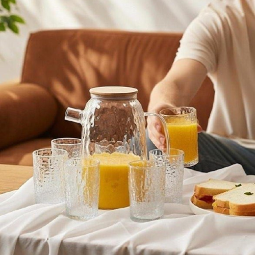 طقم دورق زجاج + 6 كوب