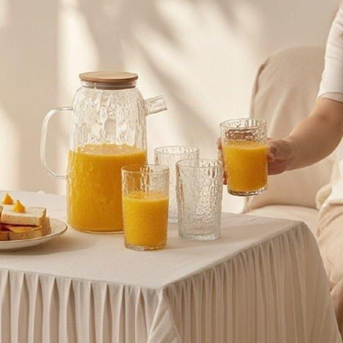 طقم دورق زجاج + 6 كوب