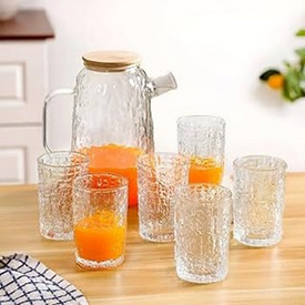 طقم دورق زجاج + 6 كوب