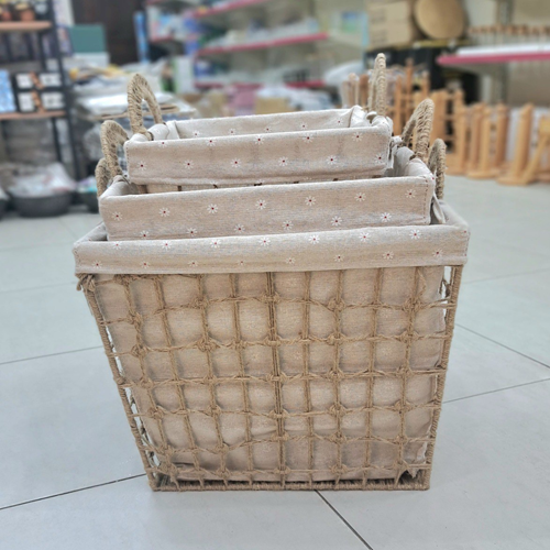 طقم باسكت بكسوة كتان 3 قطع