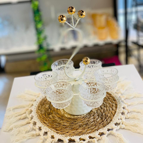 طقم فناجين قهوة 6 قطع بالحامل