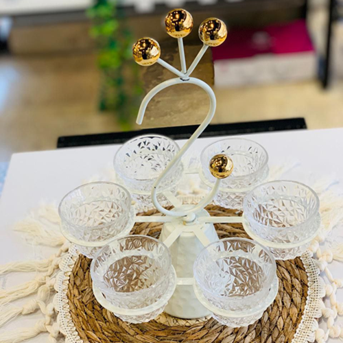 طقم فناجين قهوة 6 قطع بالحامل