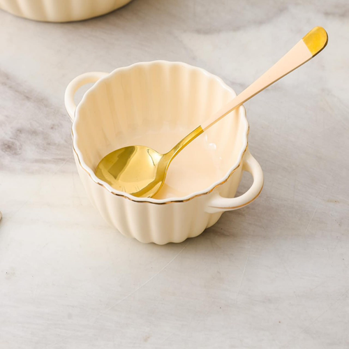 طقم شوربة بورسلين باستاند دهبي 14 قطعة