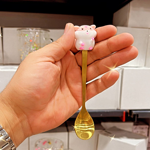 طقم معالق جولد 6 قطع بأشكال كرتونية