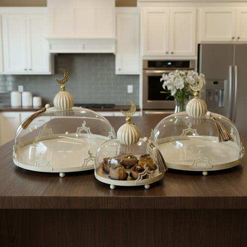 طقم تقديم 3 قطع بغطاء أكليريك