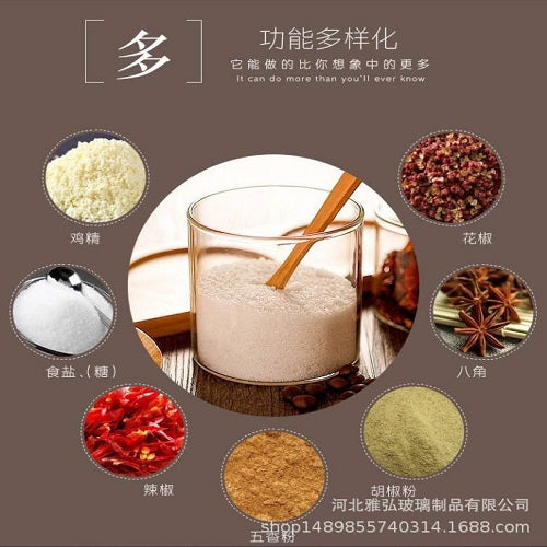 طقم توابل زجاج بقاعدة خشبية